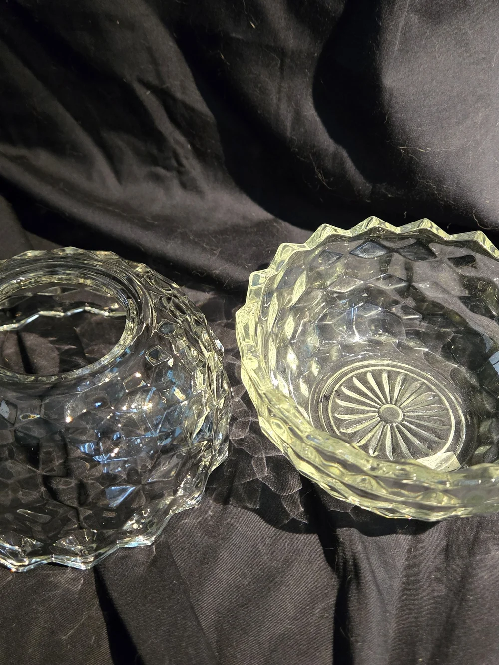 Homco Cubist Clear Glass Fairy Lamp 2-Piece Vintage Fabulous Gift